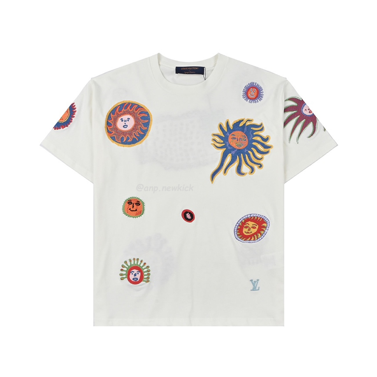 Louis Vuitton Sun Fish Barb Embroidered Couple Short Sleeved T Shirt (1) - www.newkick.vip